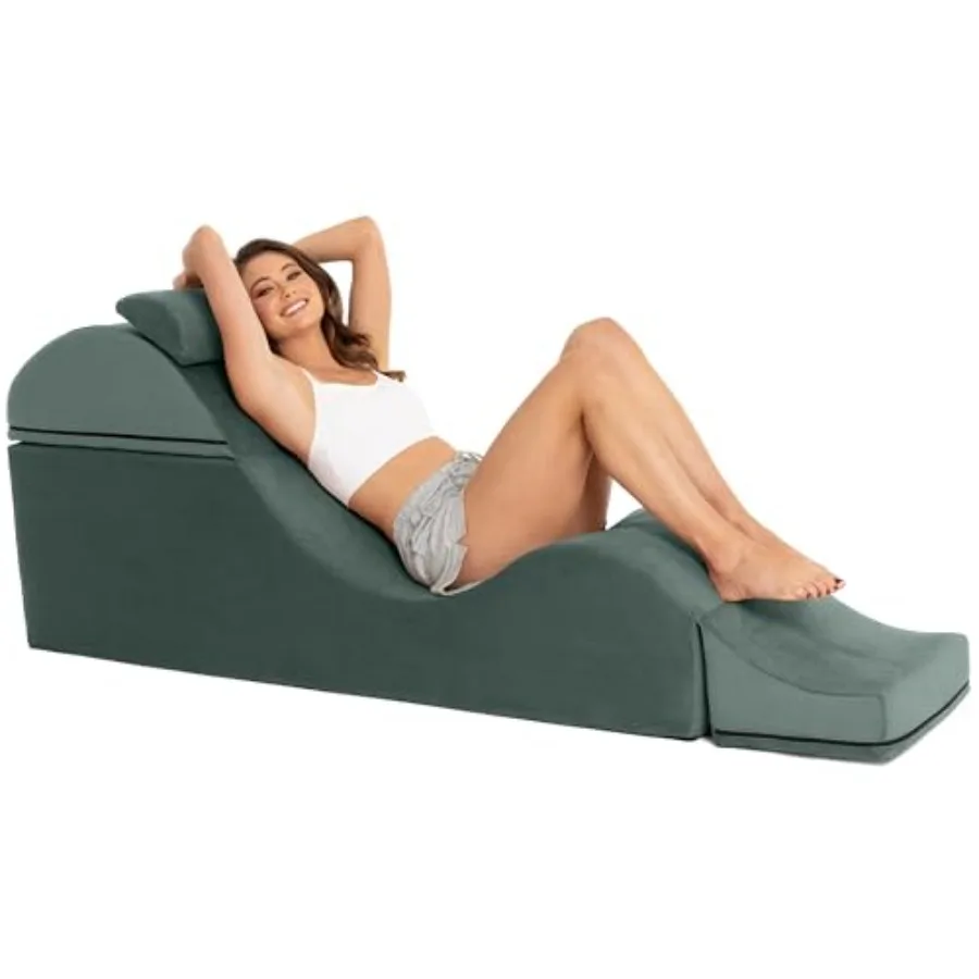 

Трансформируемая скамья-лежак для йоги и массажа 2-в-1: прикроватный пуф со скрытым раскладным креслом для йоги, ширина 18 дюймов, микрофибра