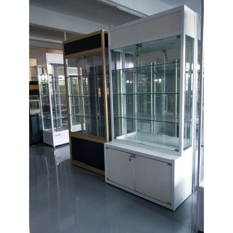 Custom.120 * 45*200cm Custom Black Aluminum Frame Display Showcase Shopping Store Glass Cabinet