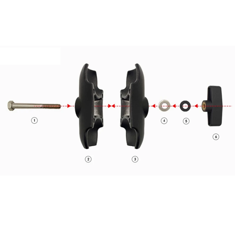 NCSMT 1.5 Inch Drill-Down Ram Bracket Articulated Arm Holder with 38mm Ball for Boat Fish Finder