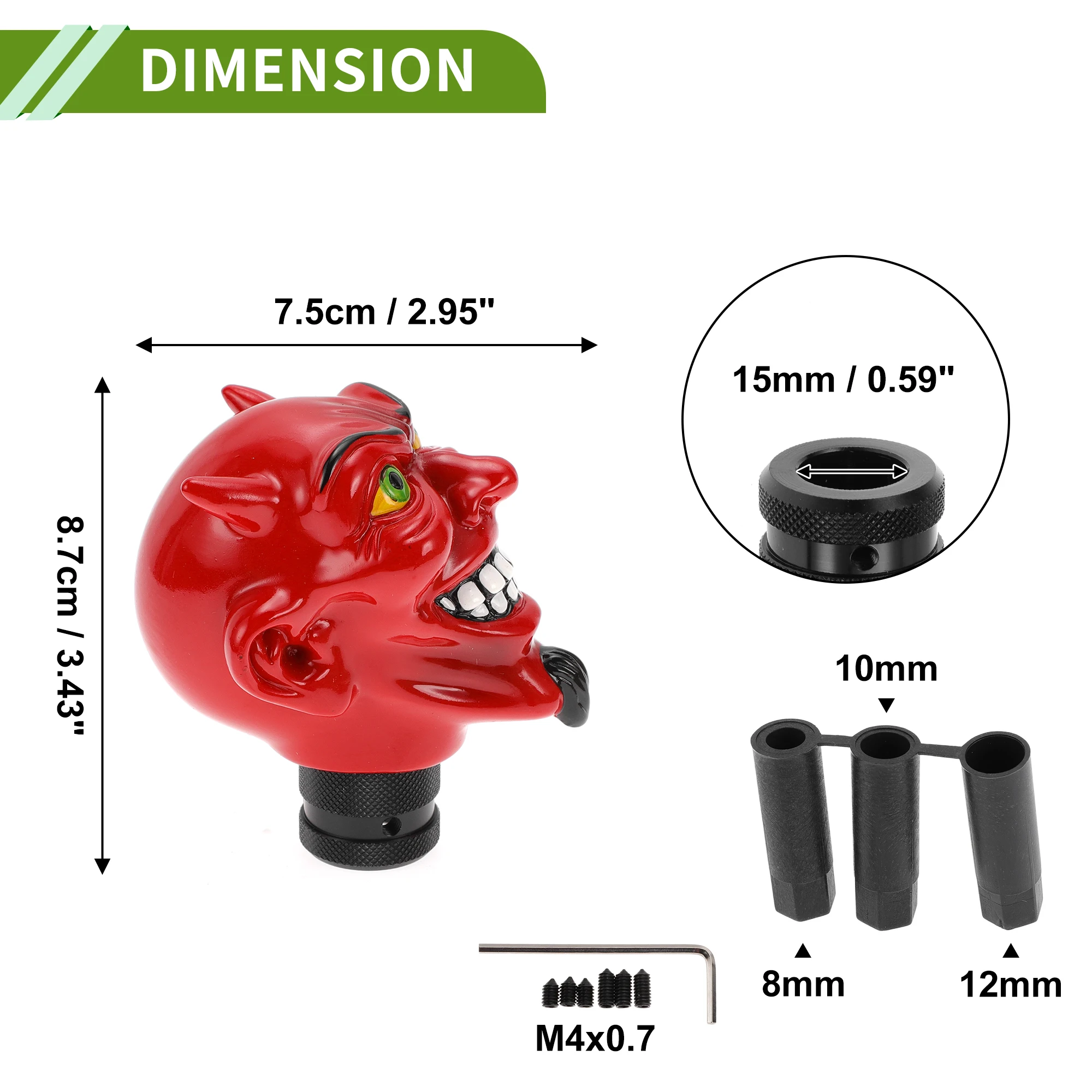 Uxcell 8.7cm Devil Red Skull Shift Knob Universal Gear Shifter Knob Resin Stick Shifter Lever Knob for Vehicle Parts - view 5