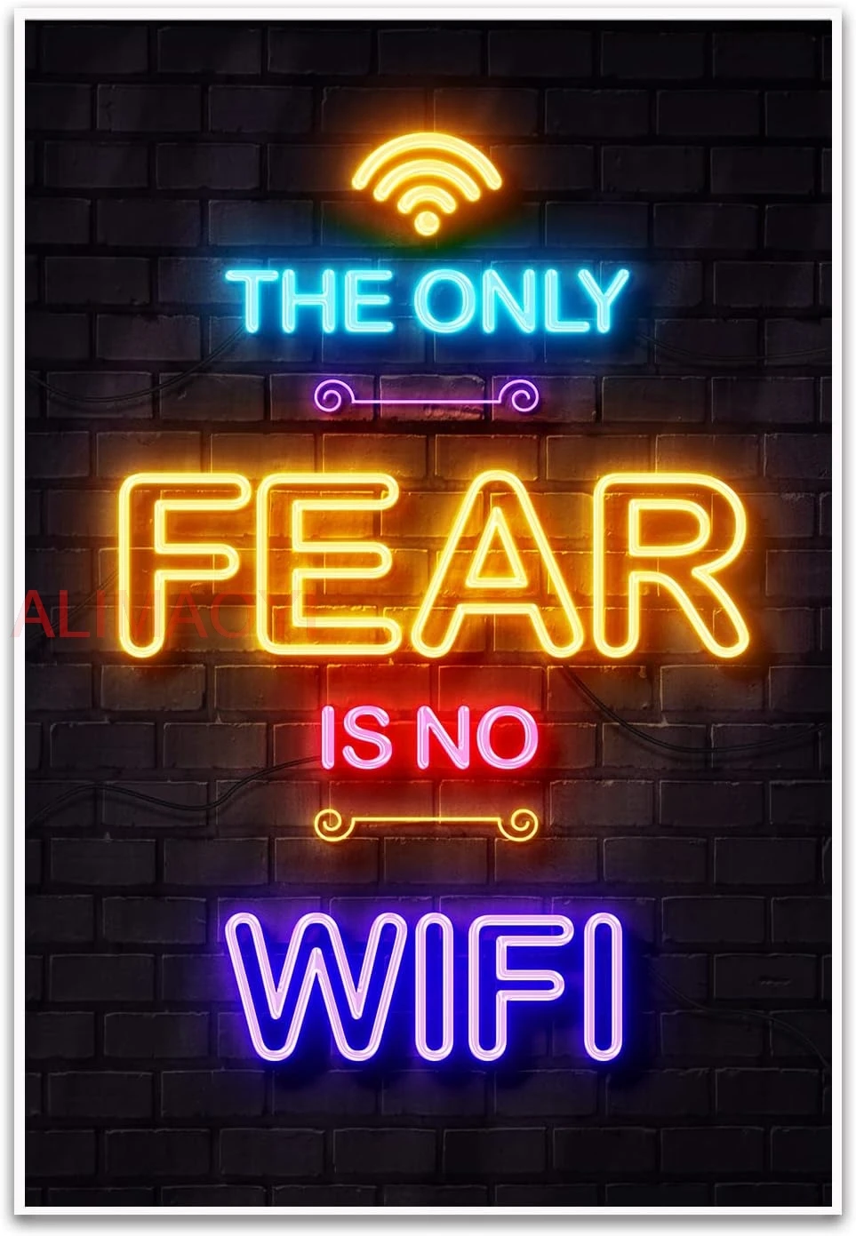 Neon Gaming Metal Tin Signs The Only Fear Is No Wifi Metal Posters Vintage Plaque Bar Garage Room Office Internet Bar Coffe nice