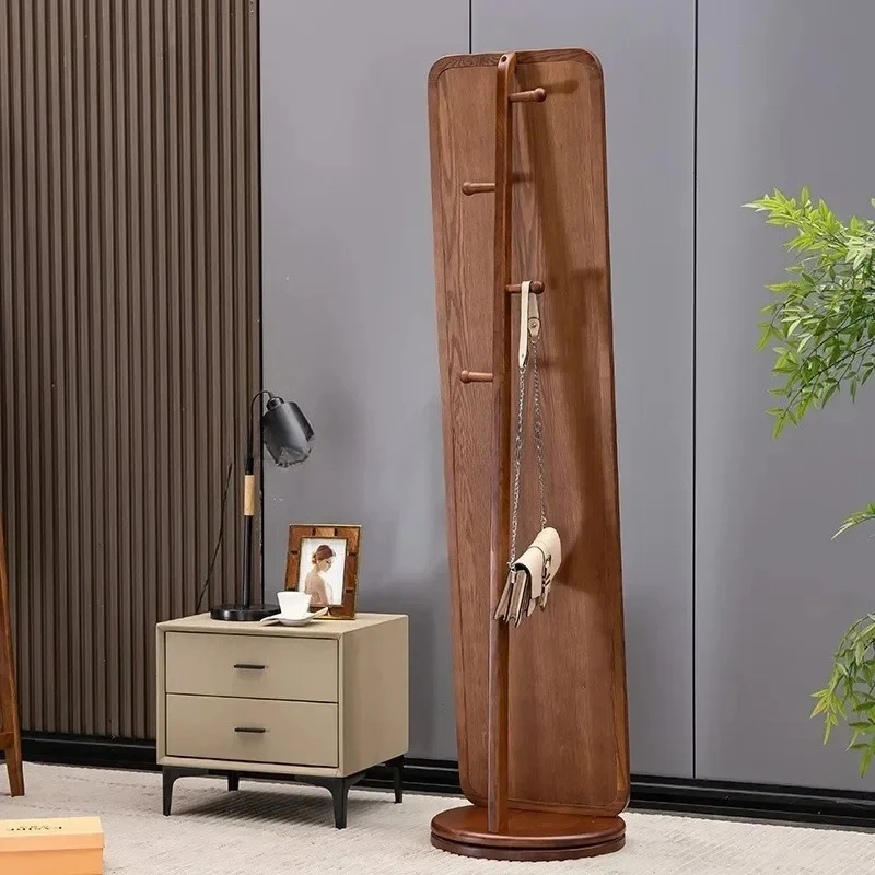 b-1 Solid Wood Floor Mirror Rotatable Coat Rack Dressing Decorative Mirror