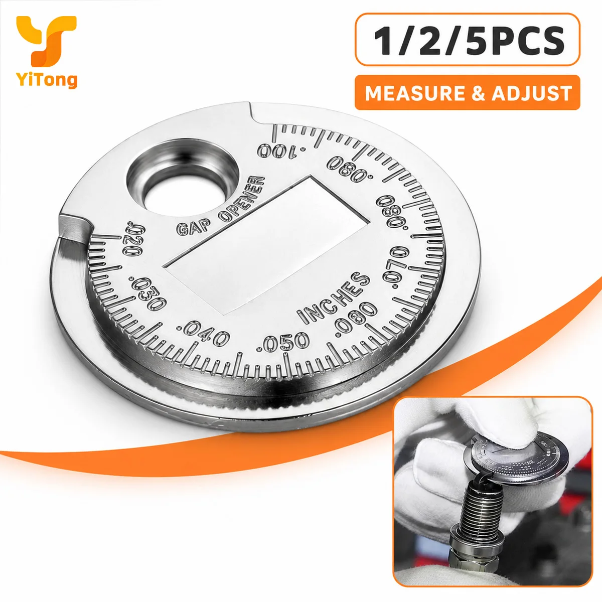 Yitong 1/2/5PCS Coin Style Spark Plug Gap Gauge Alloy Steel Measuring Tool Auto Motorcycle Small Engine Maintenance Adjustment