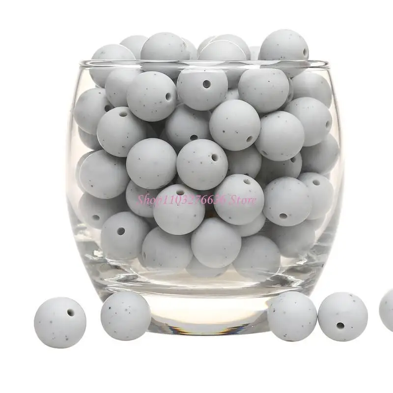 R6FD 5pcs/lot Silicone Loose Baby Bead 15mm DIY Chewable Colorful Teething Pacifier Chain Bracelet BPA Silicone Beads
