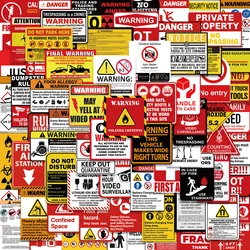 75PCS Warning Sign Danger Banning Reminder Skateboard Fridge Guitar Laptop Motorcycle Travel Classic Toy Cool Decals Sticker