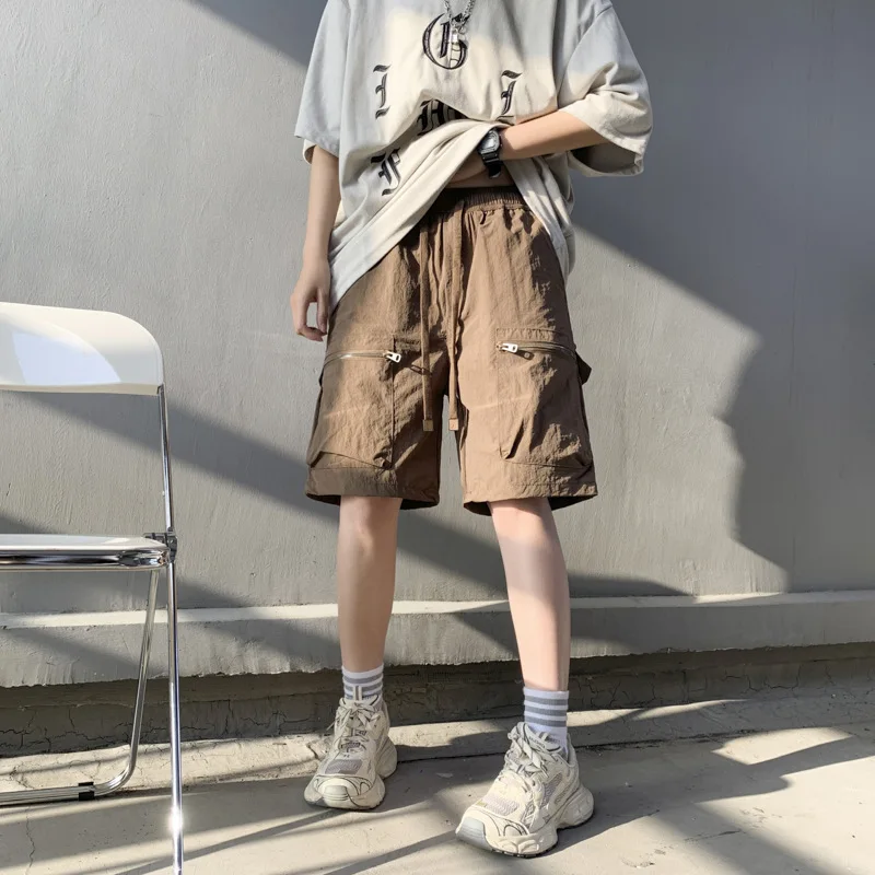 Summer New Men's Cargo Shorts Hip Hop Fashion Multi Pocket Male Sweatpants Streetwear Casual Short Pants Beach Pants