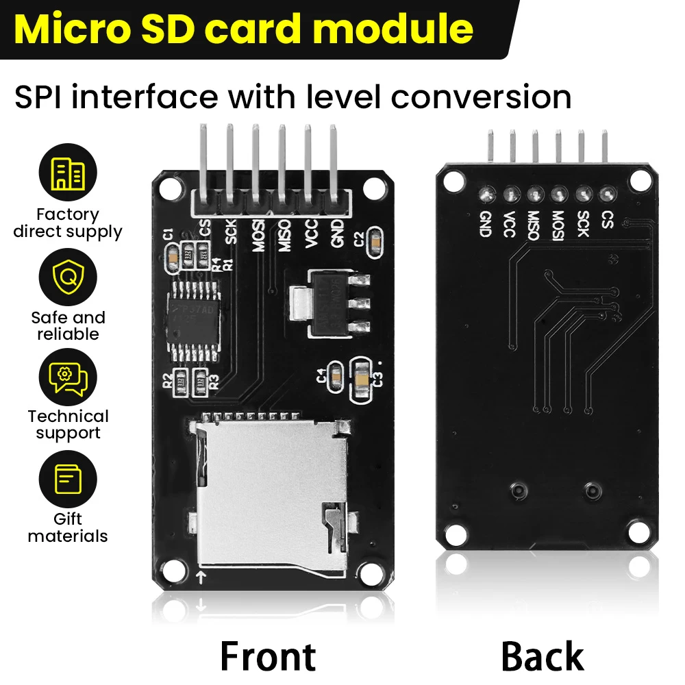 Micro SD Card Module with SPI Interface Read & Writing Module Level Conversion for Arduino IDE Programming with SD Card Holder