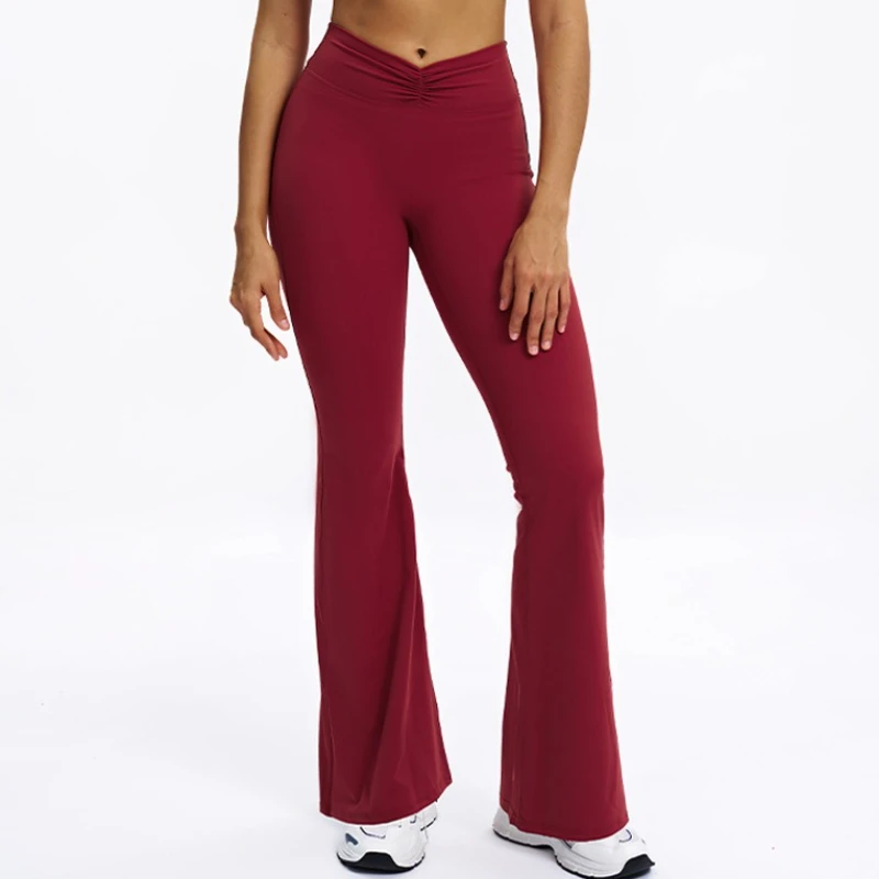 

High Waist Tight Slim Sports Pants Women Wide Leg Push Up Flare Yoga Pants Outdoor Running Cycling Leggings Exercise Gym Pants