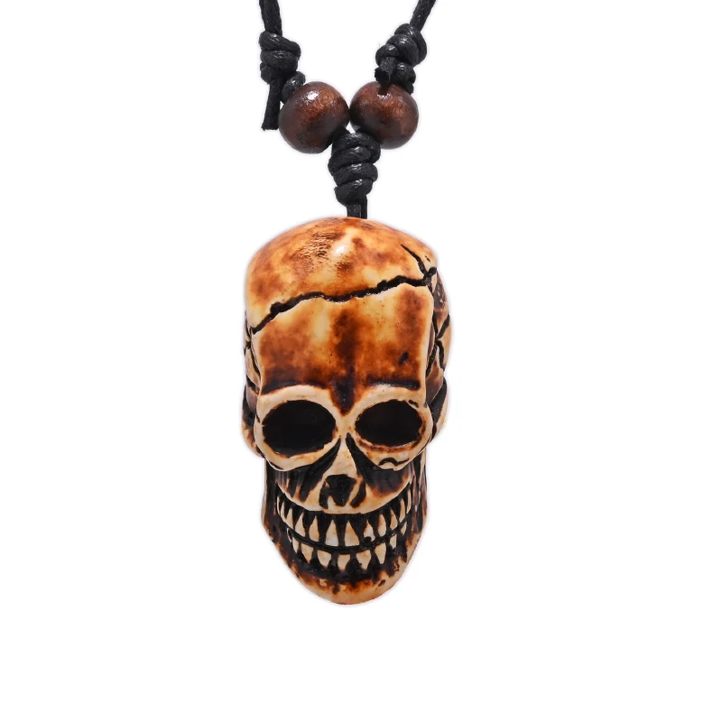 FX020 Ox bone carving necklace skull pendant Punk Choker Retro Jewelry Tribal style Imitation Yak Bone necklace Amulet Gift