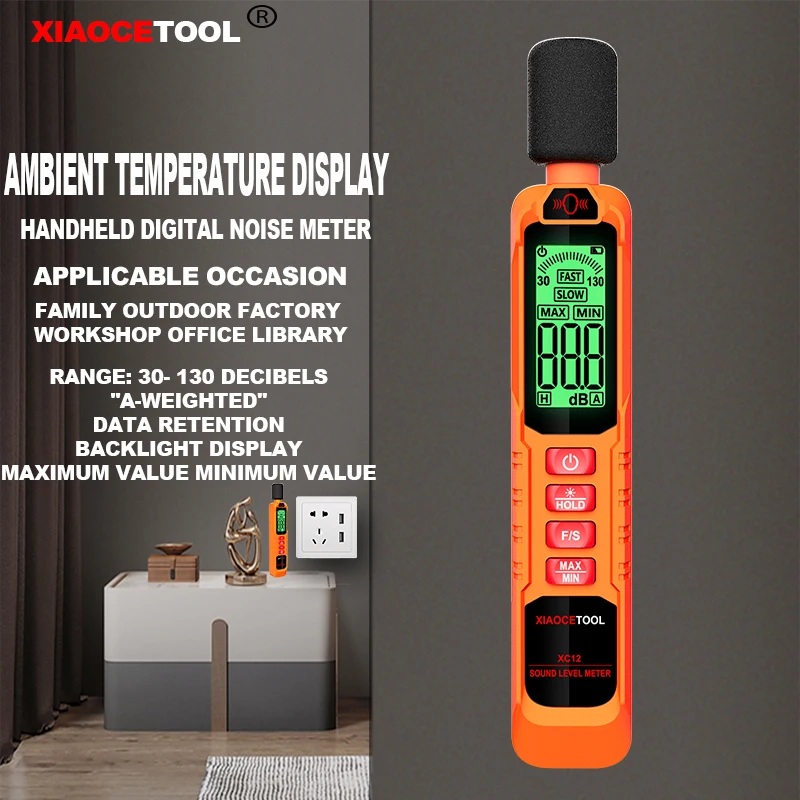المهنية الرقمية مقياس الضوضاء عالية الدقة المحمولة ديسيبل تستر مستوى الصوت متر للاستخدام المنزلي DB 30 ~ 130dB