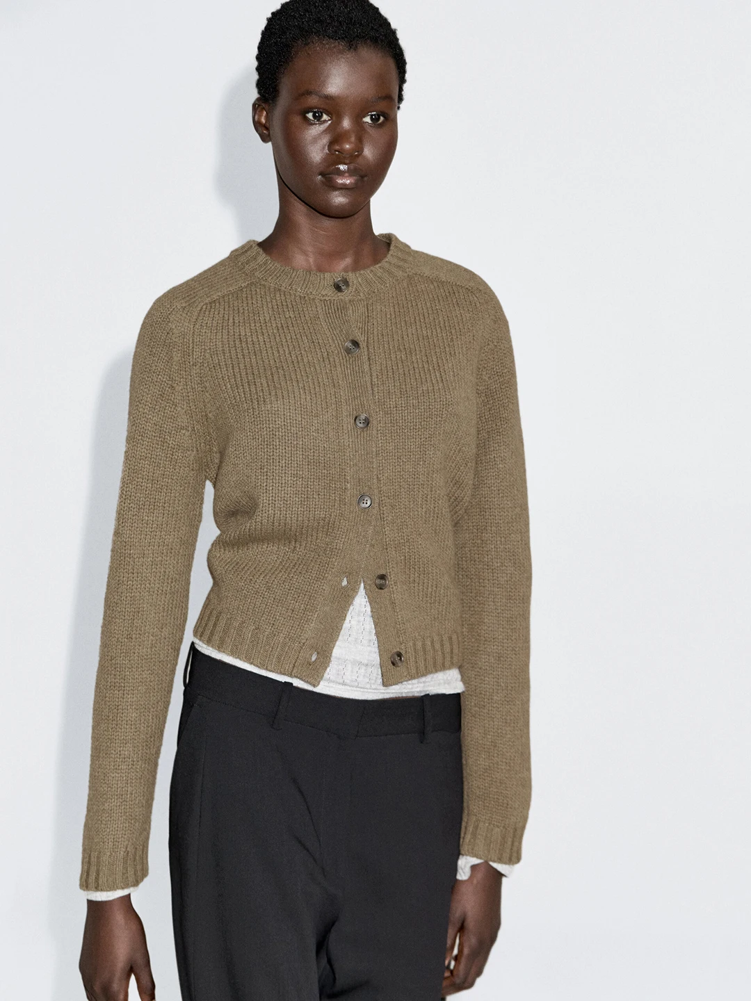 

Autumn Winter New Sle Women's Knitted Wool Casual round Ne Soft Cozy Commute Sle ort Version Open Front Sweater