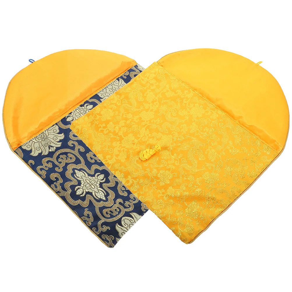 2Pcs Embroidery Brocade Buddhist Pouch Jewelry Organizer Scriptures Sundries Storage Bag Chinese Style Cloth Jewelry Pouch