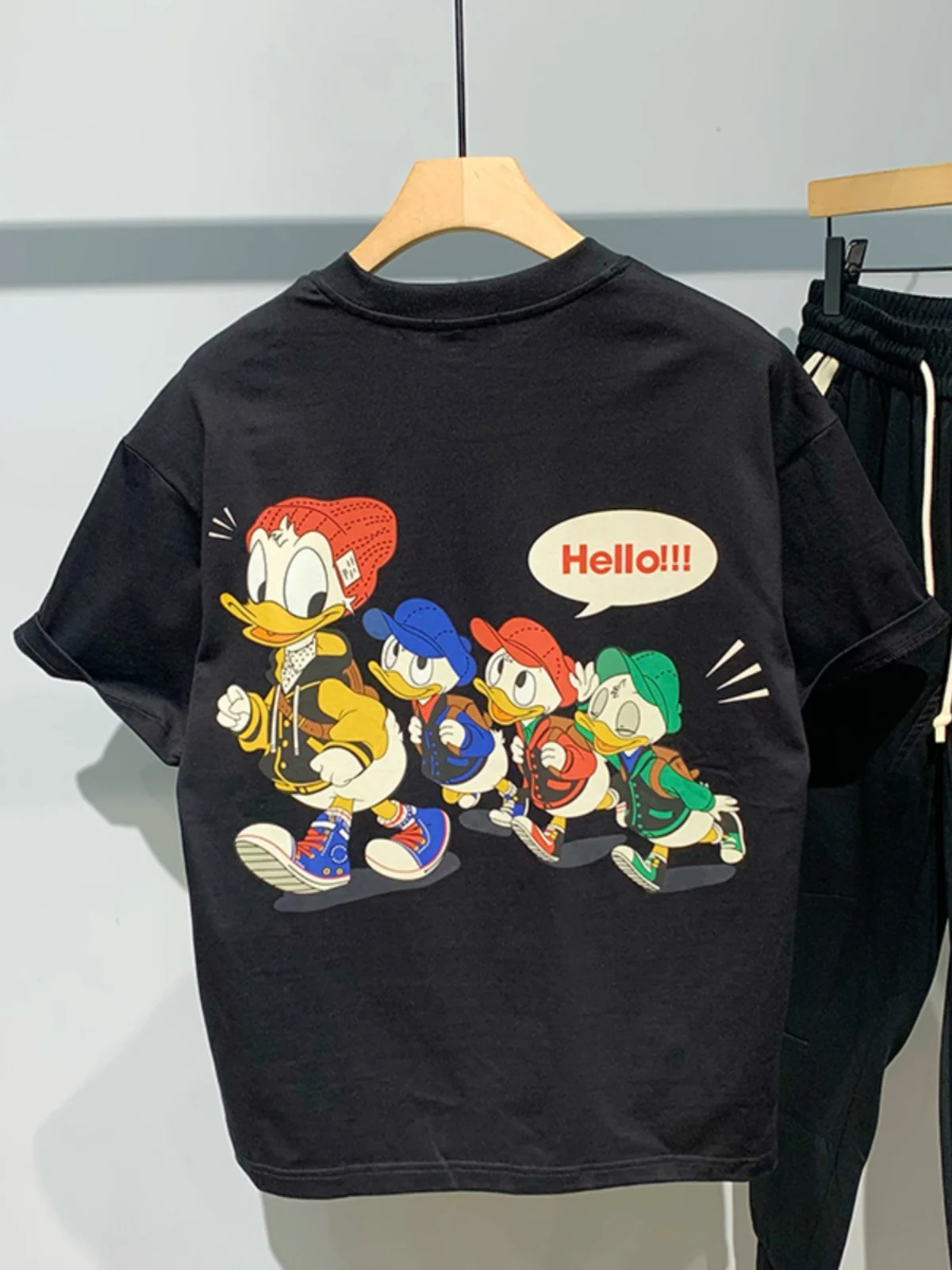 

Summer New Trendy Brand Donald Duck Printing Versatile Unisex Short-sleeved T-shirt Heavy Loose Casual Pure Cotton Ins T-shirt