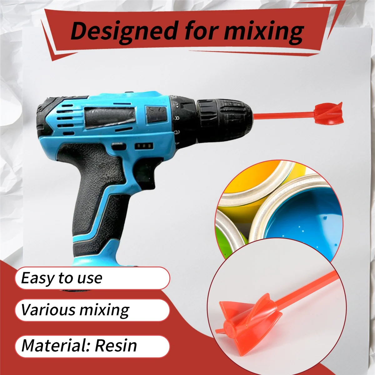 A06K 4Pack Resin Mixer Paddles,Epoxy Mixer Attachment for Drill, Reusable Paint Mixer,for Epoxy Resin,Ceramic Glaze,Silicone view 5