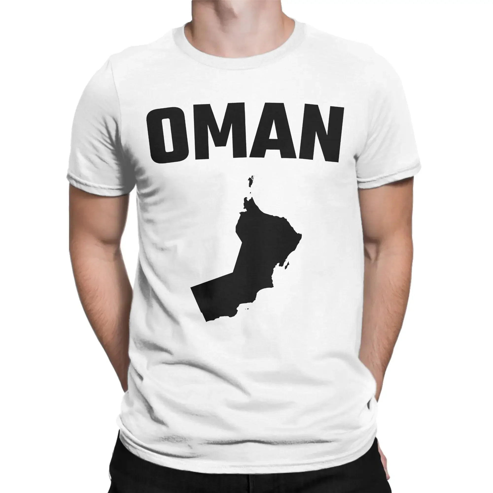 Oversized T-Shirt Summer Oman Map Silhouette T Shirts Modern Minimalist Oman Pride Cotton Tee Shirt for Men Short Sleeve Tops