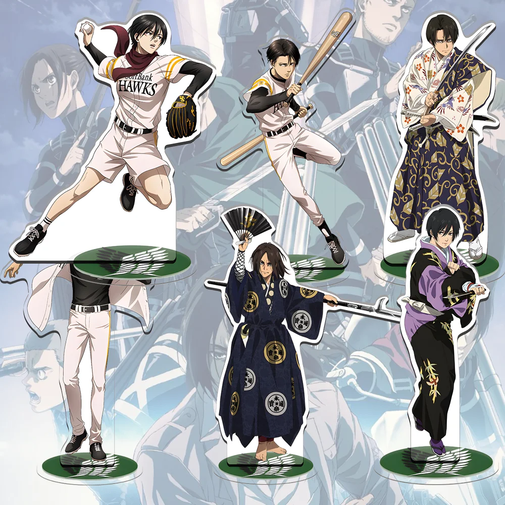 

Hot Anime Attack on Titan 15cm Acrylic Standing Eren Mikasa Levi Erwin Armin Action Figures Model Desktop decoration stand gift