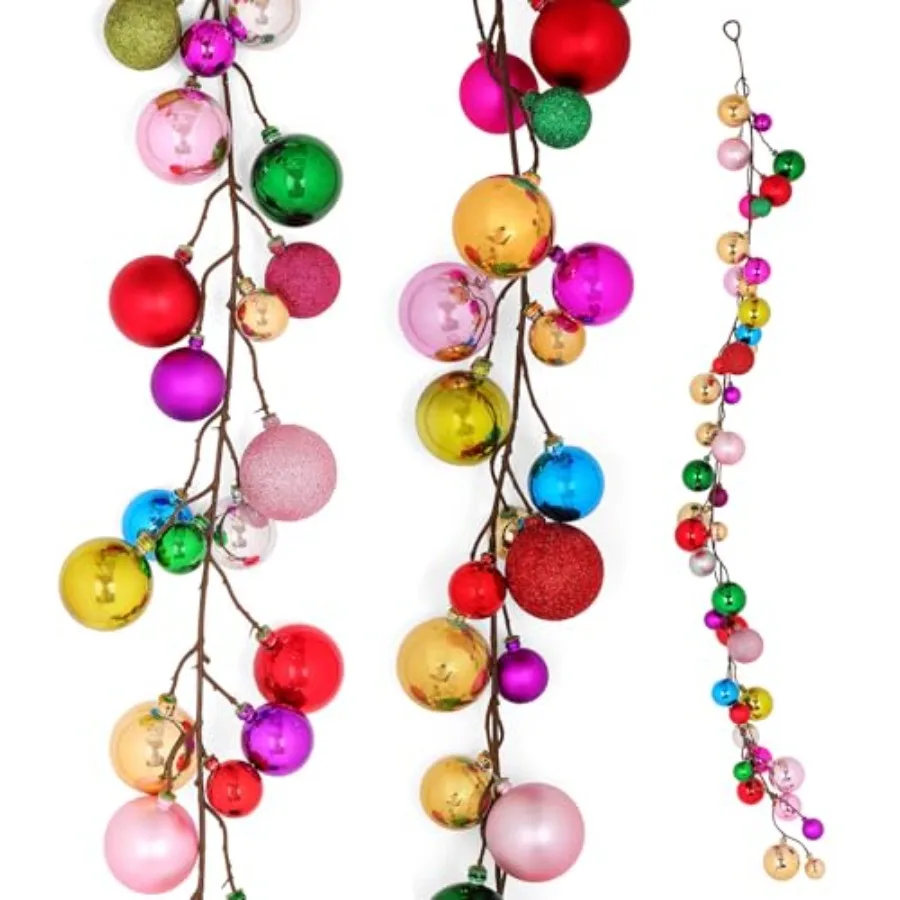 

Рождественская гирлянда 6 футов, разноцветные небьющиеся елочные шары, подвесные украшения для праздников, свадеб и вечеринок