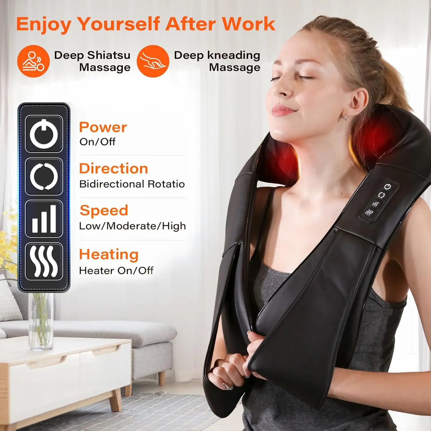 Neck and Shoulder Massager Deep Tissue 3D Kneading Acupressure Neck and Back Massager with Soothing Heat