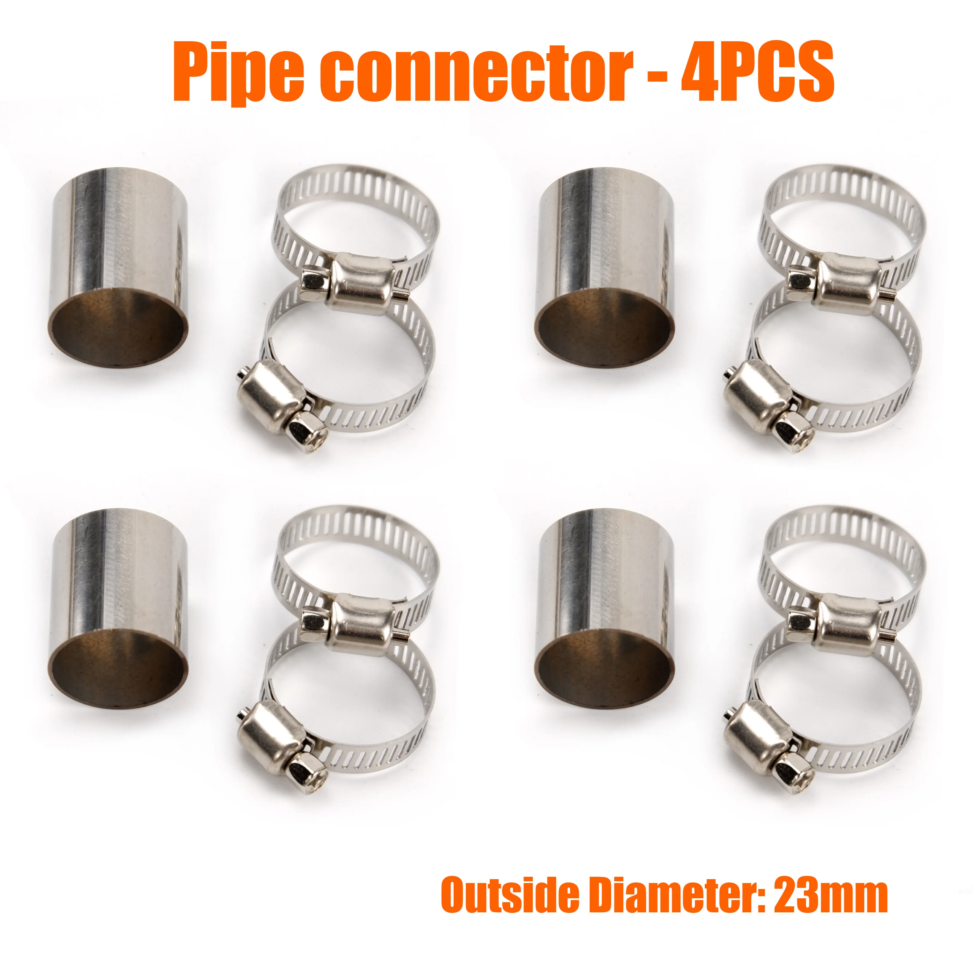 4pcs 24mm Diameter Exhaust Pipe Tube Connector Air Diesel Parking Heater Stainless Steel Gas Vent Hose For Car Heater Silver