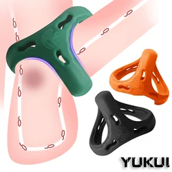 Anneau de pénis de verrouillage en silicone réutilisable, éjaculation retardée, érection, jouets sexuels pour couple, buse en lin, anneau pénien pour hommes, produits pour adultes