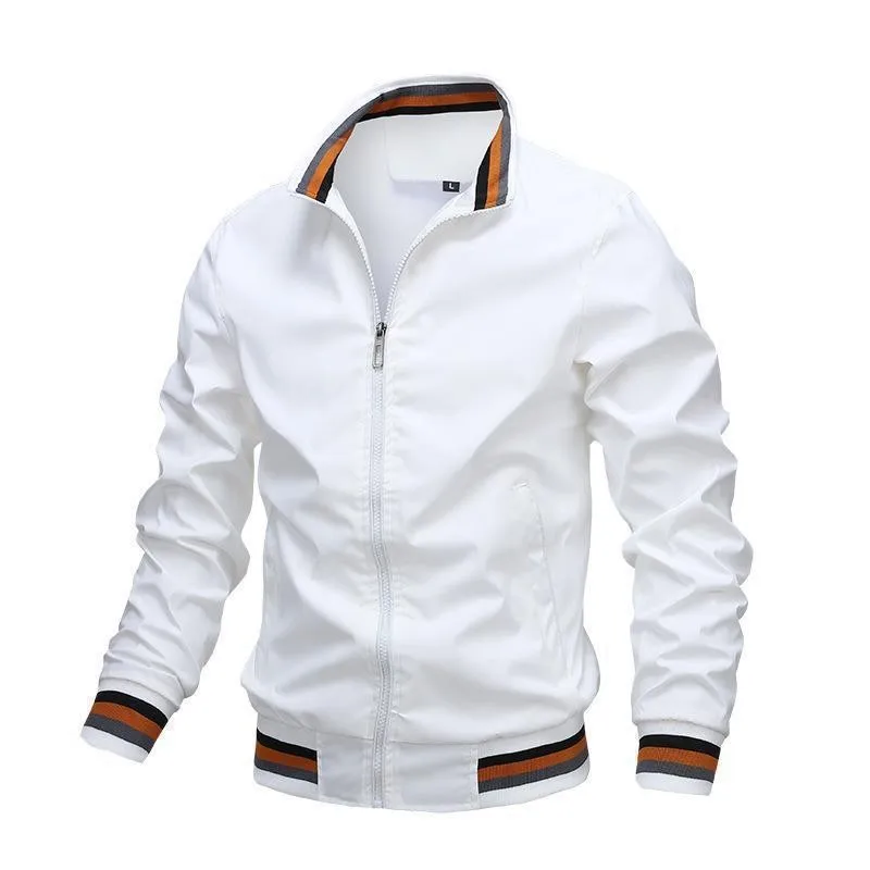 2025 Spring and Autumn Zipper Youth Side Seam Pocket Men Jackets Windproof Stand Collar  Casual Top Men's Clothing Coats Jackets