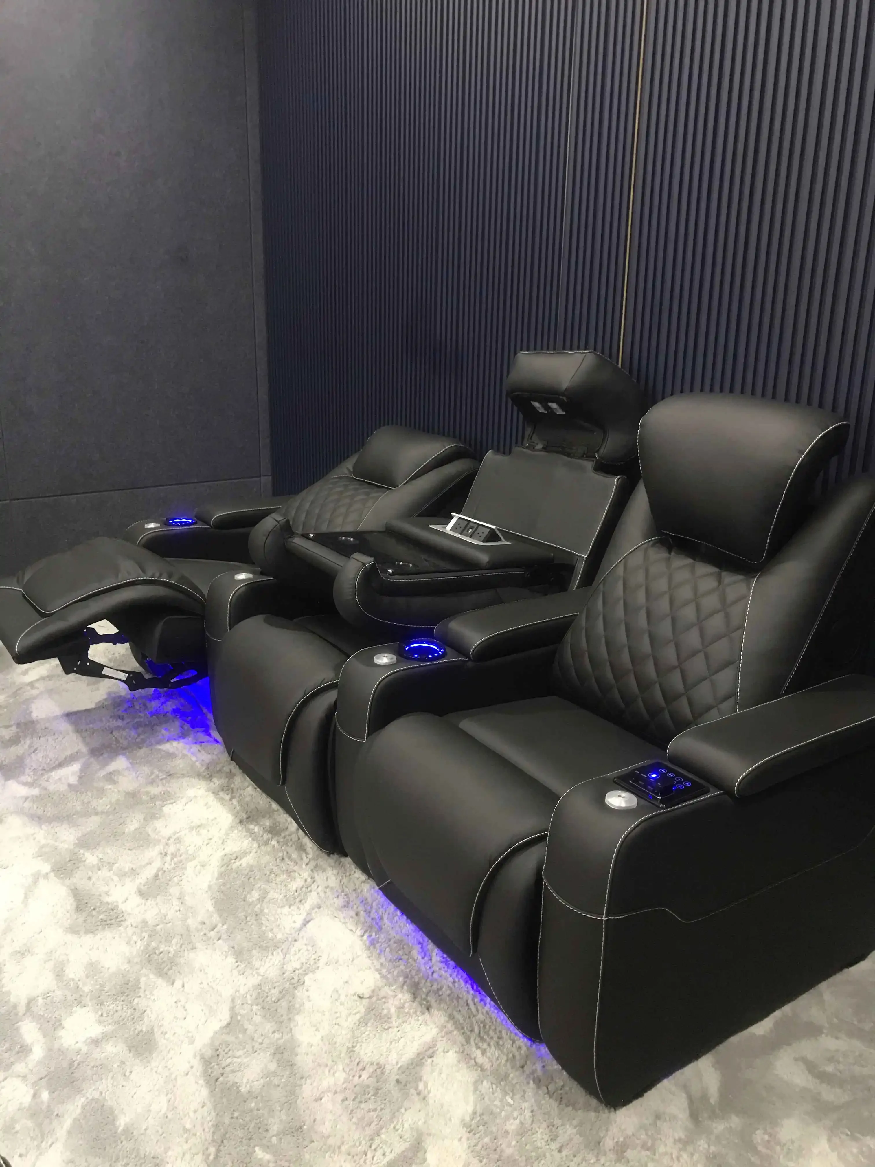 Creative Black Color Diamond Stitch Back Recliner Sofa Home Theater Furniture Electric Reclining Movle Theater Chalrs