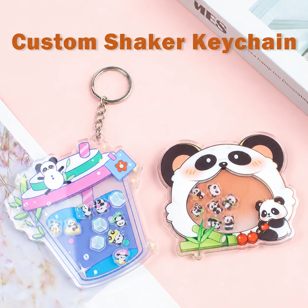 Custom Shaker Keychain Anime Cartoon Logo Acrylic Keychain Customized Gift for Gamers Anime Fan Photo Transparent Double Sided