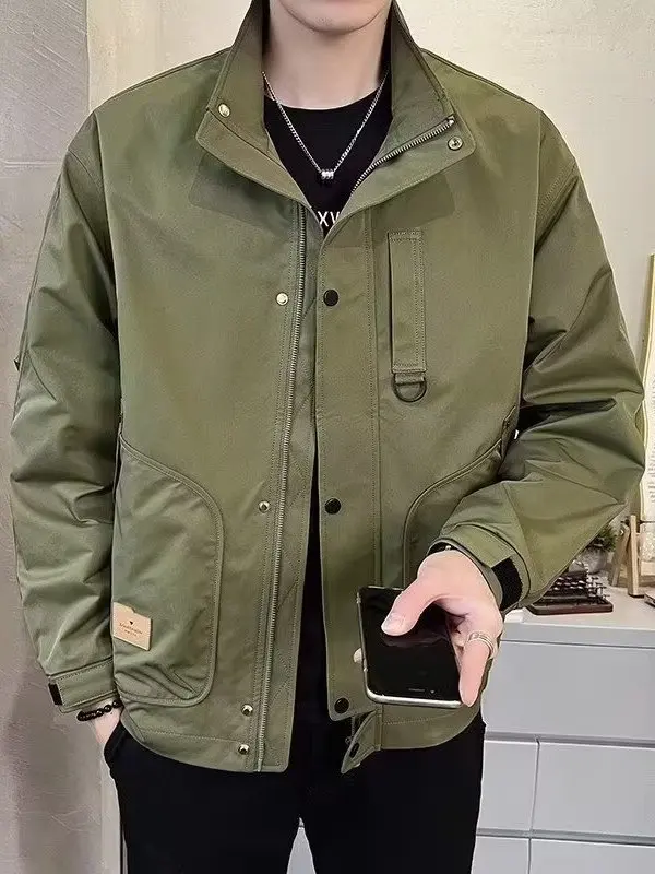 

Повседневная весенне-осенняя мужская куртка с воротником-стойкой, модная молодежная рабочая одежда, верхняя одежда, полиэстер, нейлон, Cosite Fiber Long Sve