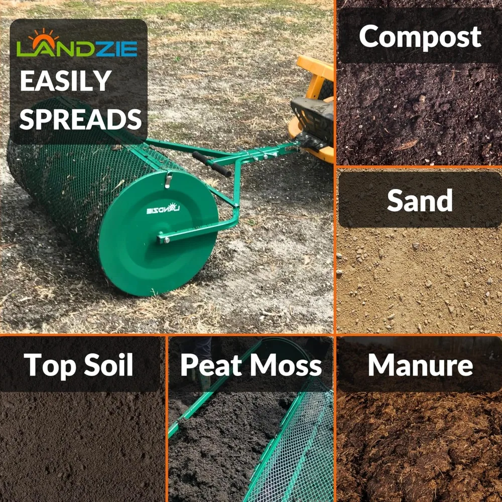 أفضل موزعات للحديقة والحديقة - سلة شبكية معدنية شديدة التحمل مقاس 44 بوصة تعمل بالضغط/السحب - سماد، طحلب الخث، أعلى #4