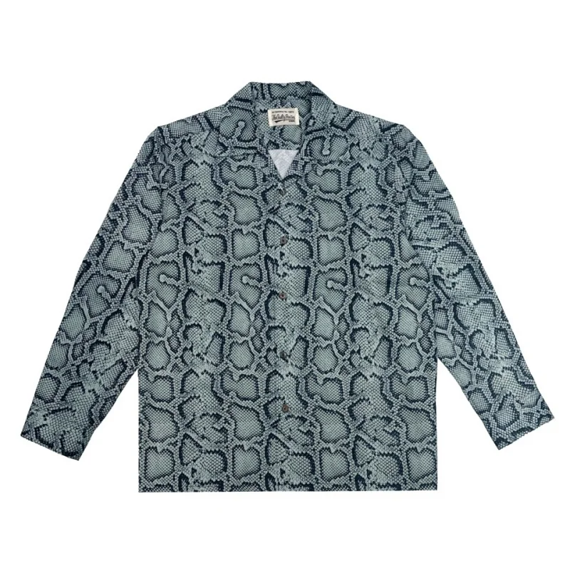 Top quality Snake print Vintage Trend Autumn Winter Loose Hip Hop Mens Womens Casual Cuban Collar WACKO MARIA Long Sleeve Shirt