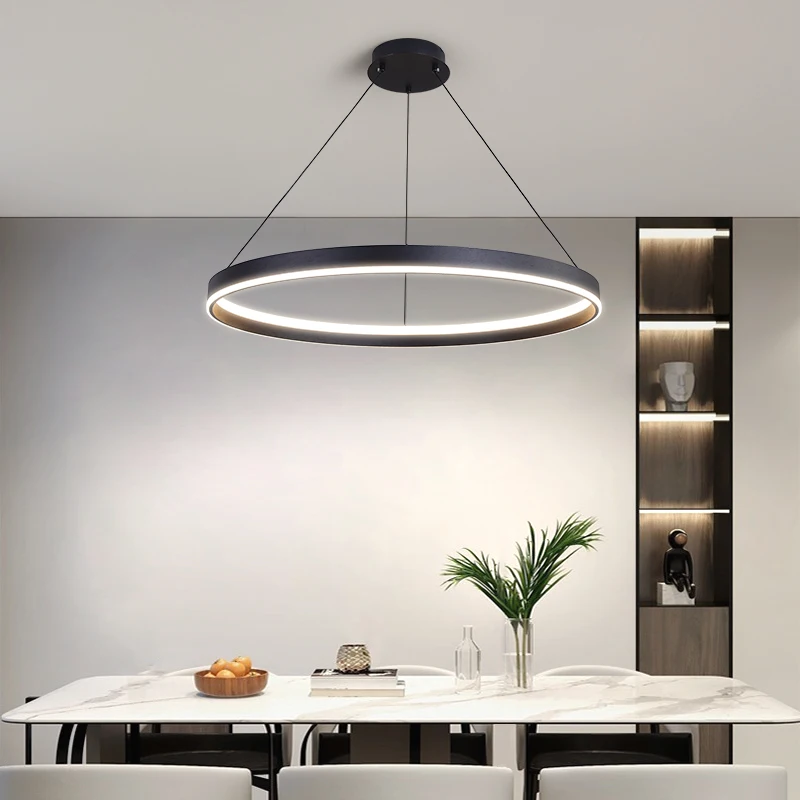 LED Minimalist Ring Pendant Light For Living Room Dining Room Kitchen Modern Chandelier Home Decor Indoor Hanging Light Fixture