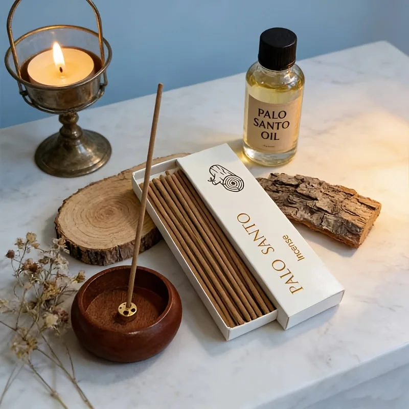 Approximately 35 Sticks/Box of Peruvian Sacred Wood Essential Oil Liquid-Soaked Incense Sticks, Thickened with a Diameter of 0.3cm, Wood-Scented, for Yoga, Meditation, Spa, Fragrance, Incense Sticks for Aromatherapy, Cleansing Negative Energy