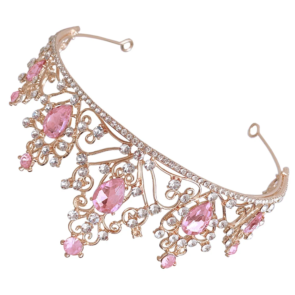 

Princess Crown Crystal Tiara for Bride Wedding Tiaras Headpieces Women Prom Girls Pink Miss