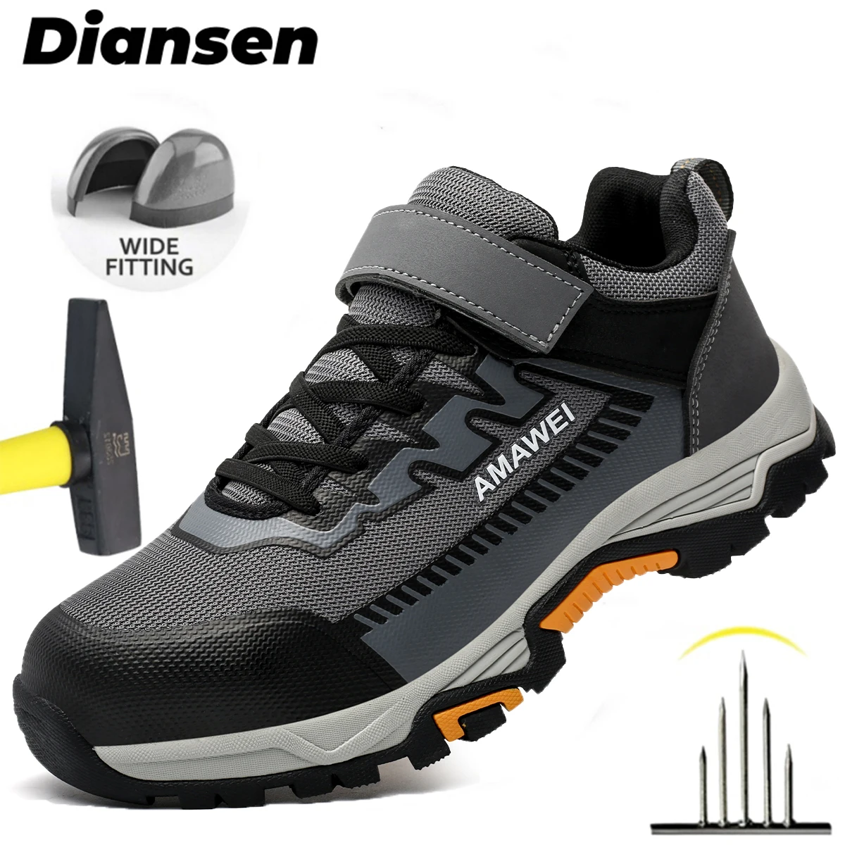 Men's Breathable Sneakers Work Safety Shoes With Steel Toe Stab Proof Wear Resistant Work Boots Indestructible Work Boots