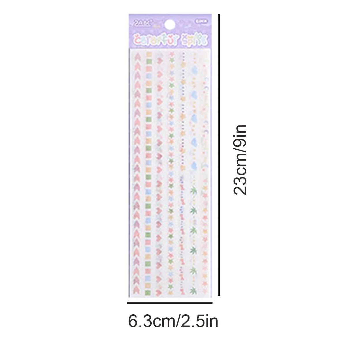 6 Sheets per Pack of Colorful Strip Stickers with Different Patterns, for DIY Scrapbooks and Photo Frame Decoration Materials