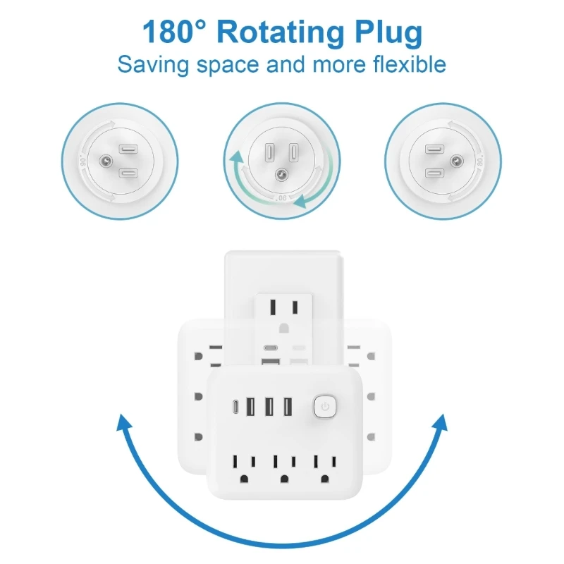Adapter with 3 Socket and USB Charging Converters for America Plugs