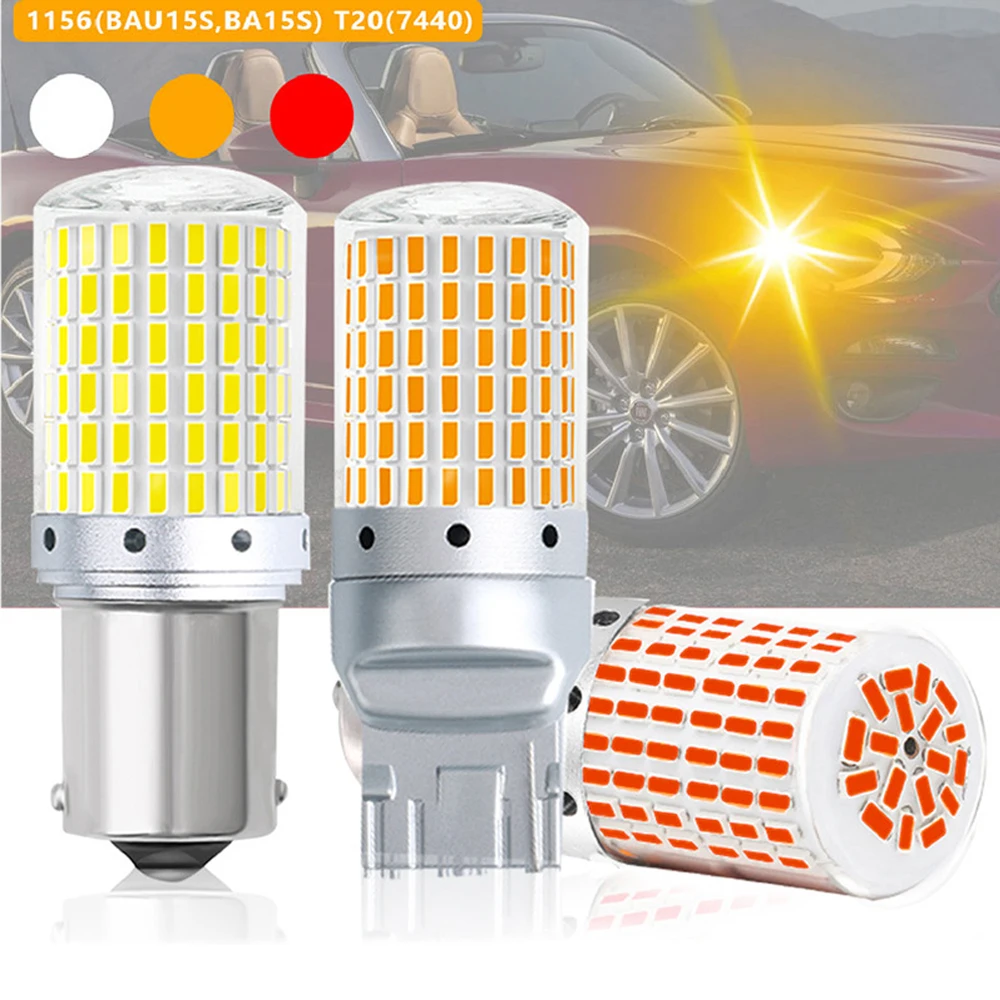 12-24V Car Lights Signal Lamp 1156 PY21W BAU 15S BA 15S 1157 P21/BAY15D T20 7440/W21W 144SMD Led Bulbs Canbus Car Turn Light