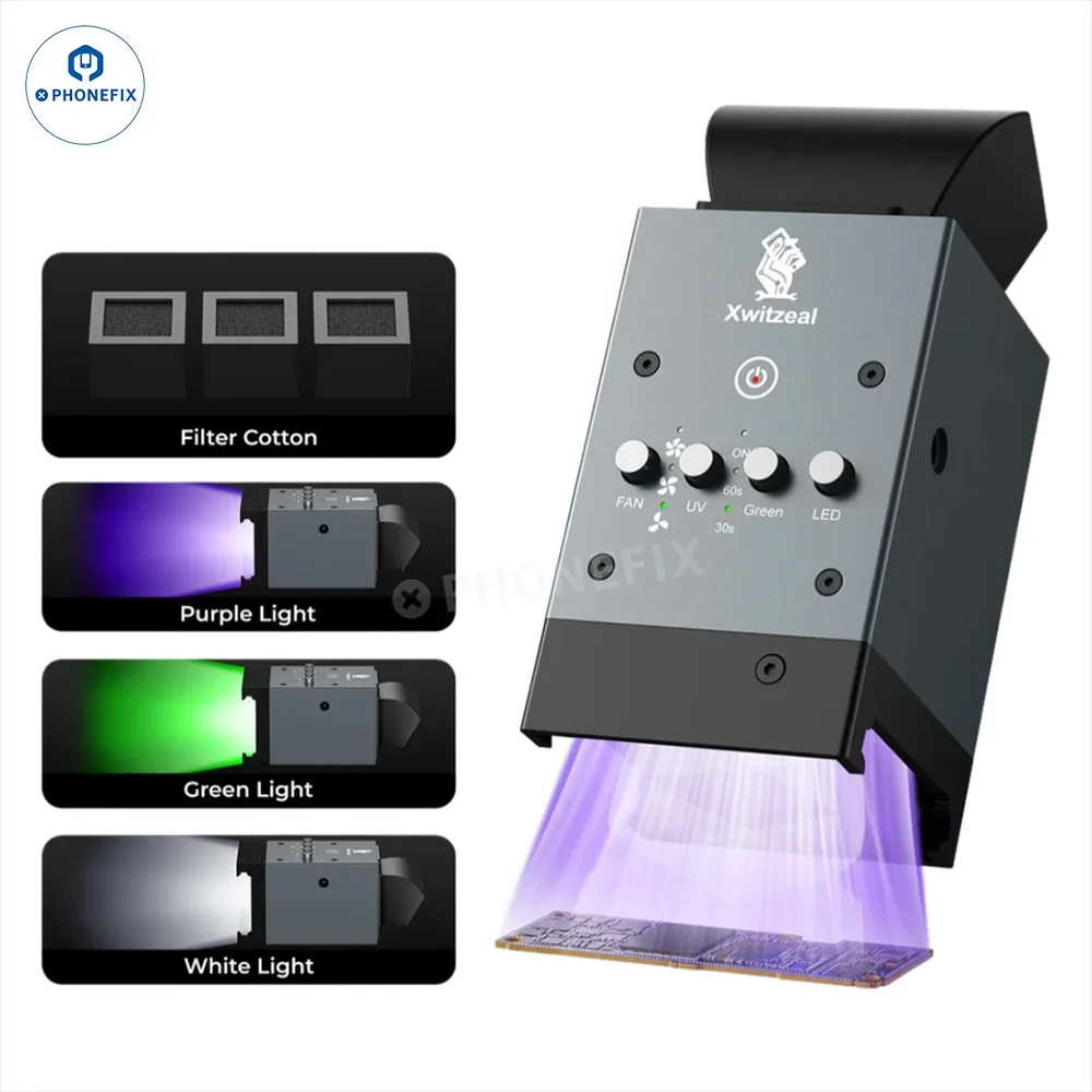 

XwitZeal FAN1 5в1 УФ-лампа для отверждения, охлаждающий вентилятор, теплоизлучающий для ноутбука, телефона, печатная плата, IC, сварка, ремонт отверждения зеленого масла