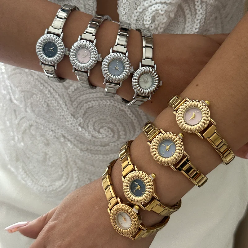 

New 1PC High Quality Women's Stainless Steel Round Stereoscopic Watch Bracelet Bangle For Friend Wife Birthday Gift DIY Jewelry