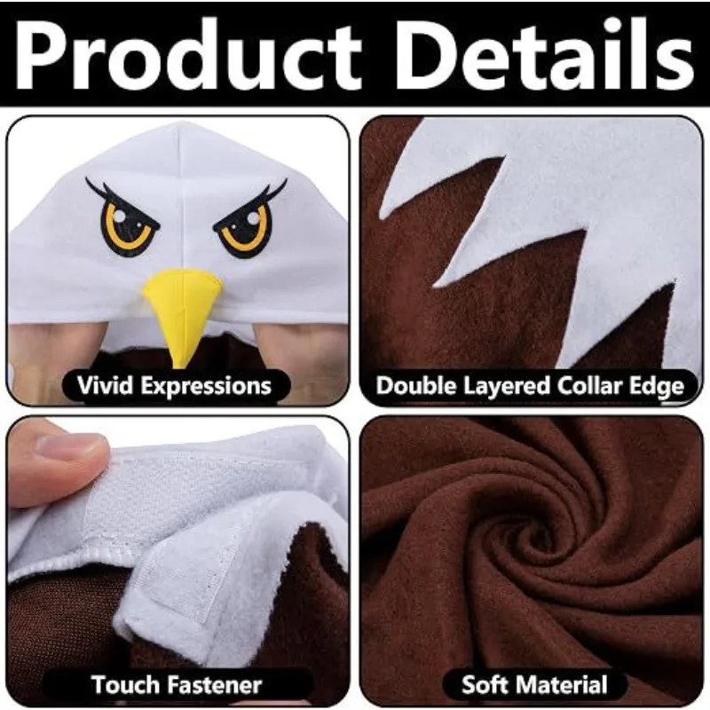 Bald Eagle Costume Cape Bird Cosplay Outfit Women Bird Shaped Hooded Cloak For Halloween Party