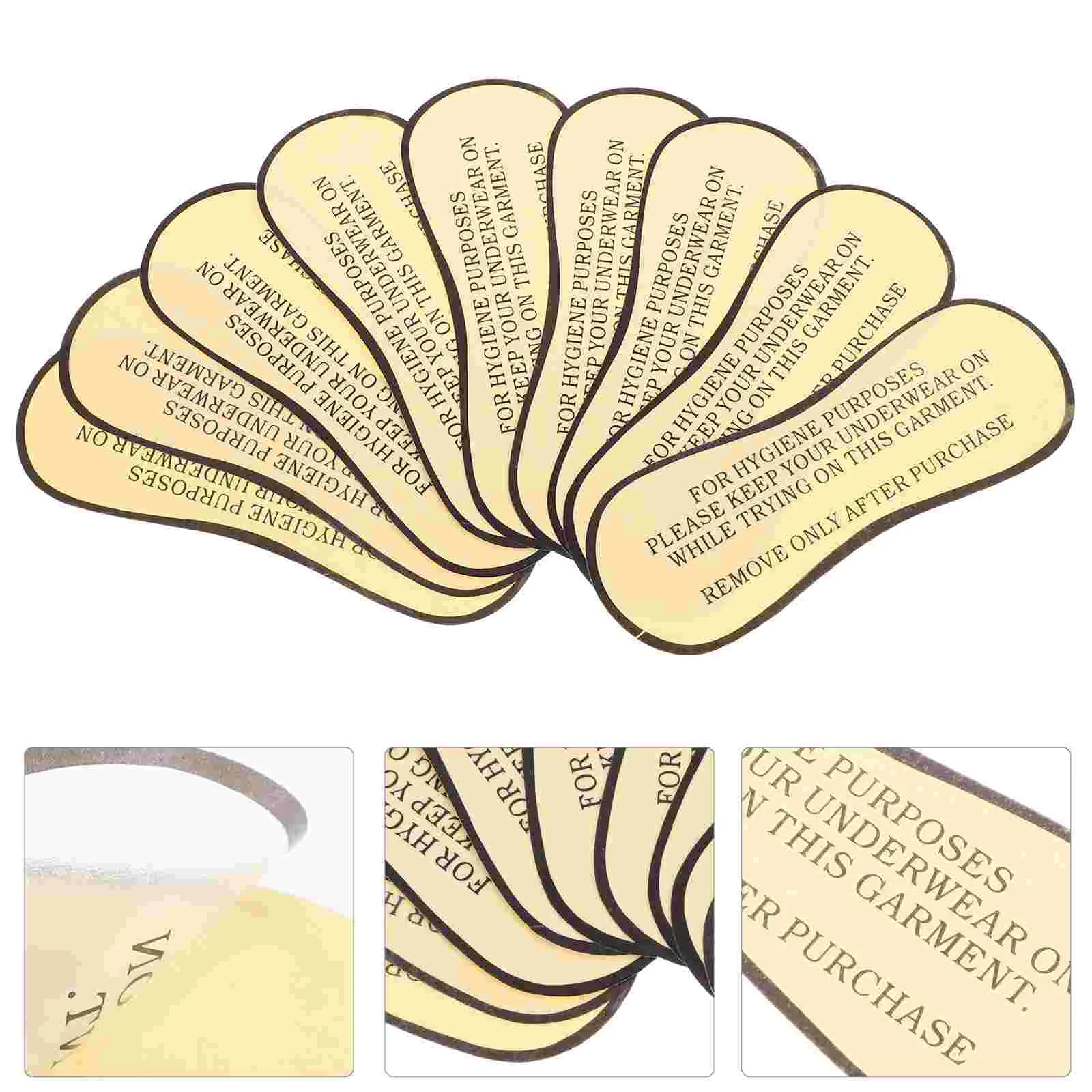 50 Pcs Hygiene Stickers Swim Suit Lingerie Underpants Protective Decal Labels for Swimsuits Bikini Pvc Self-adhesive Swimwear