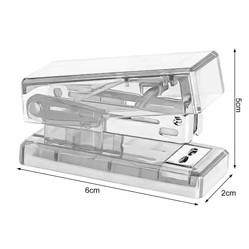 Mini Stapler with staples Transparent Labor-saving Flexible Book Order Plastic Mini Size Binder Desktop Stapler School Supplies