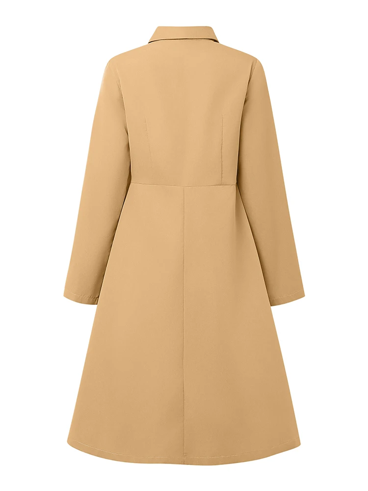 

2025 ZANZEA Women Elegant Party Dress Long Sleeve Midi Vestidos Without Belt Autumn Lapel Solid Buttons Streetwear Office Robe