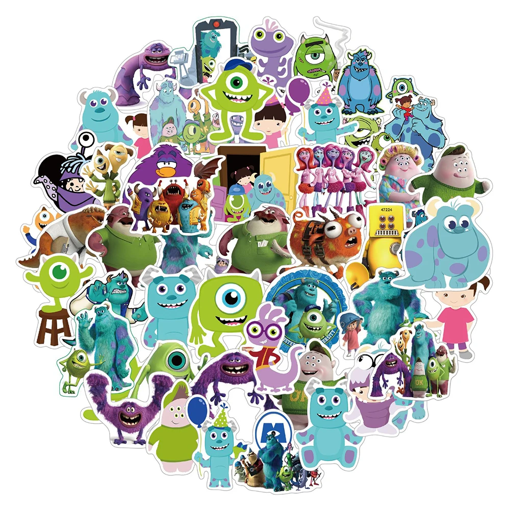 10/30/50 buah keren Monster Inc stiker kartun Disney stiker mainan DIY Notebook telepon Skateboard Laptop helm mobil stiker hadiah