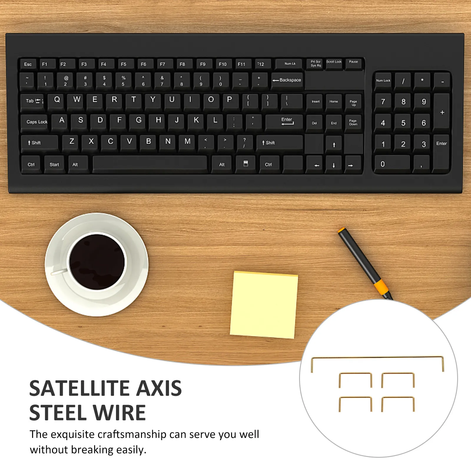 Steel Wire Keyboard Stabilizers Set – 2x 6.25mm Gold-Plated Satellite Stabilizer for Mechanical Keyboards