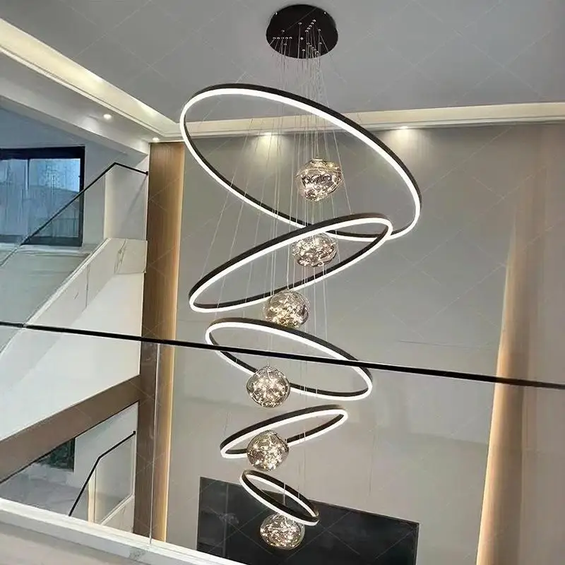 Modern Luxury High-Rise Building Decoration LED Lights, Staircase Pendant Lights, Living Room Pendant Lights, Indoor Lighting