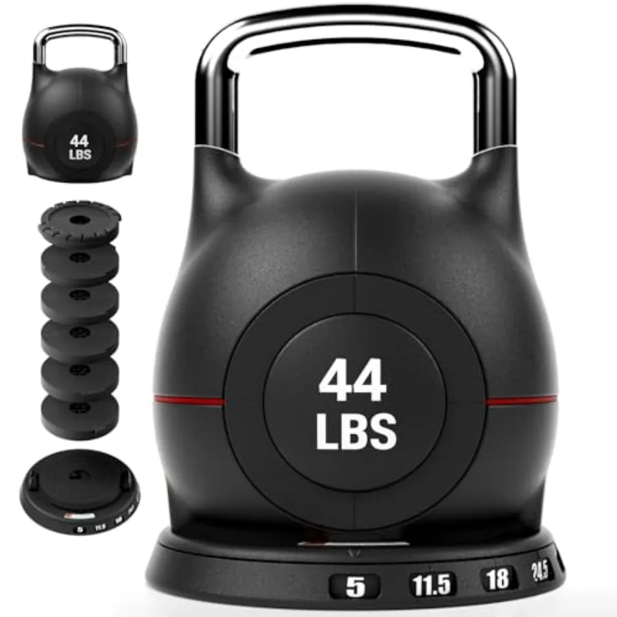 Adjustable Kettlebell Set for home gym use cast iron with black epoxy coating 7-in-1 quick-change weight dial with safety lock