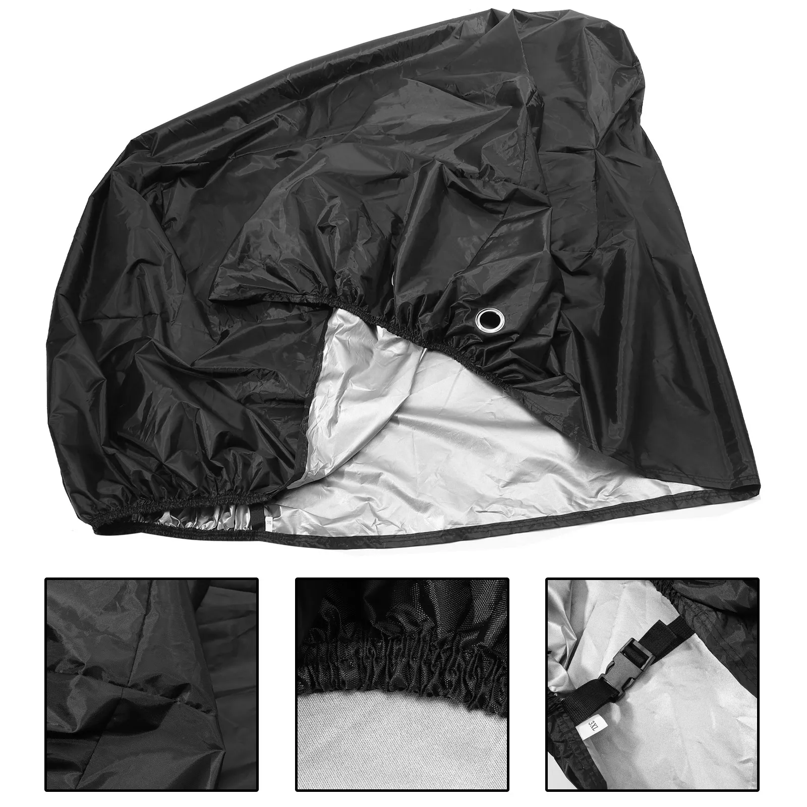 

Motorcycle Waterproof Uv Protection Rain Snow Dust Cover Outdoor Indoor Storage Bag Included Xxxl Black Motorbike