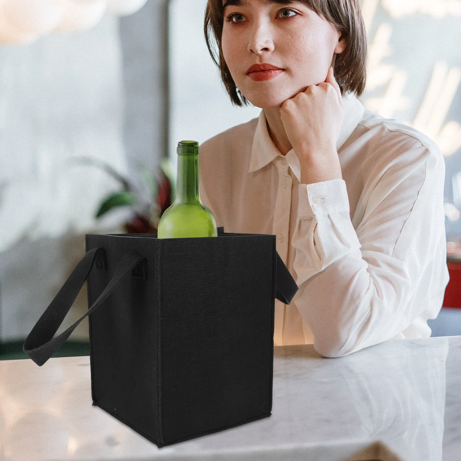 

Felt Bag Reusable Red Wine Bottle Carrier Tote Storage Organizer Portable Gift Packaging Holder Pouch Party Wine Tote Storage