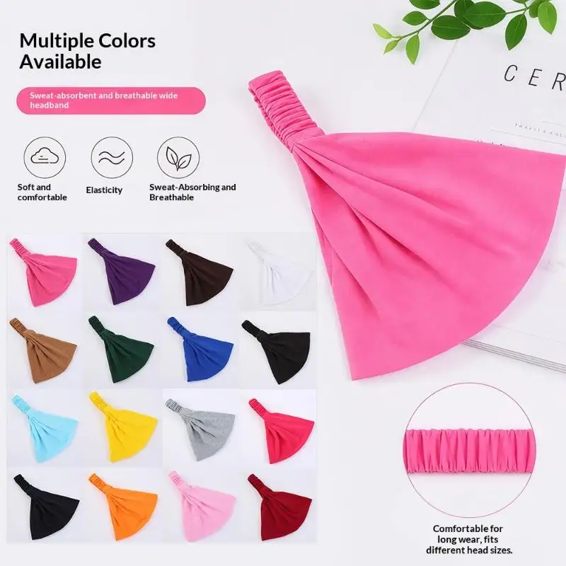 1 Stück Make-up Haarband für Frauen, Baumwoll-Stirnband, Turban, Einfarbig, Elastisches Haarband, Yoga-Haarband, 2-in-1-Bandana Haaraccessoire – Detail 9